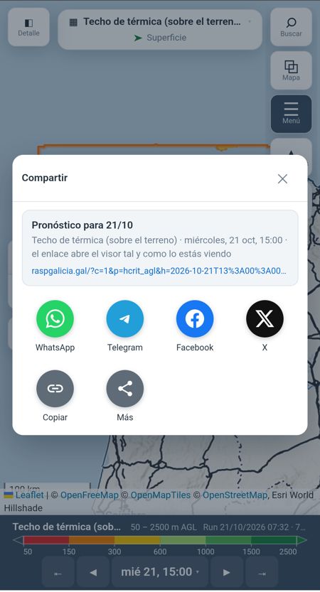 El diálogo Compartir en el móvil