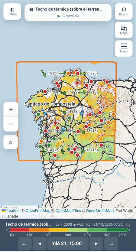 El mapa con una capa en el móvil